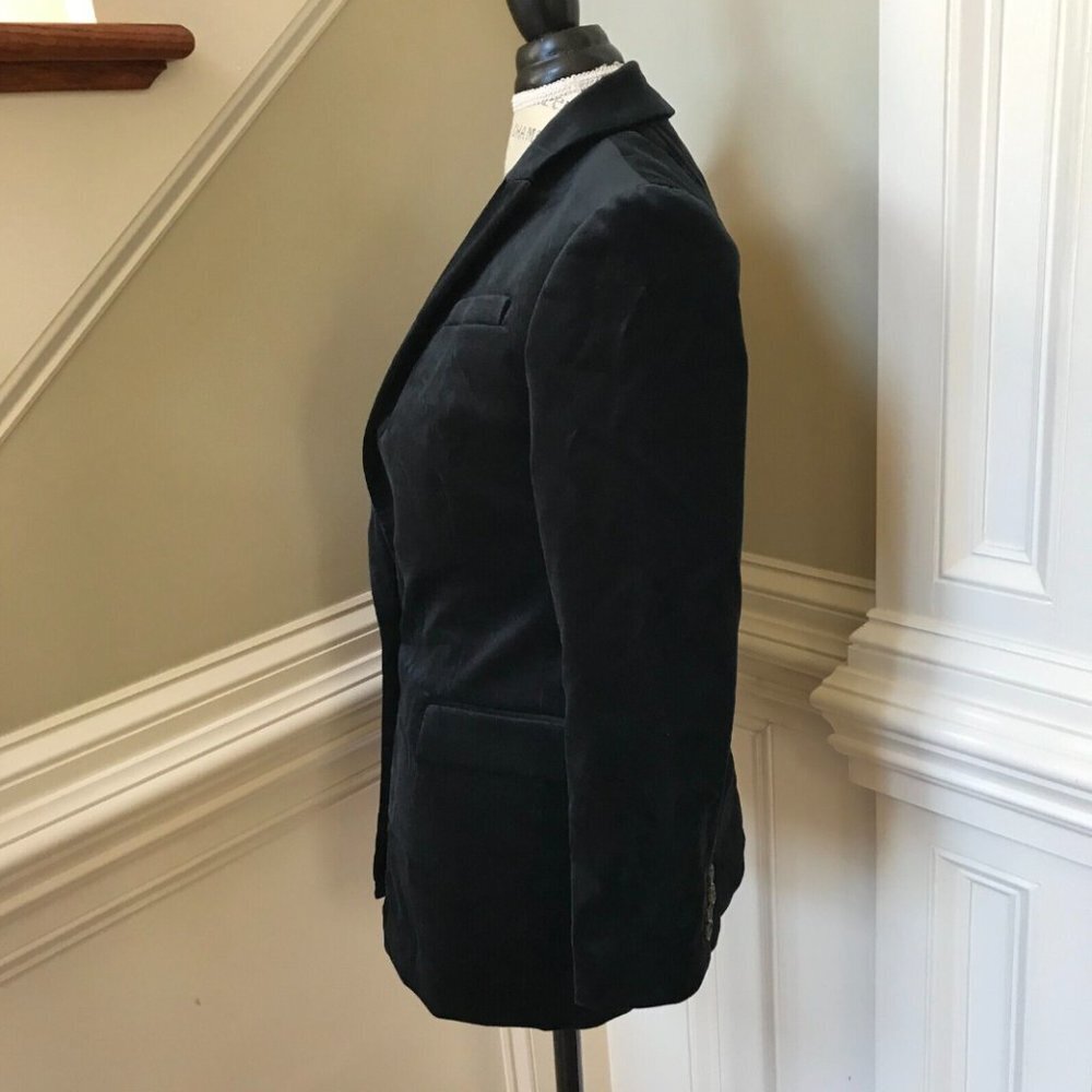 NWT JCrew Willa Velvet Blazer Jacket Womens 0 Black Stretch One Button Coat NEW - Picture 8 of 13